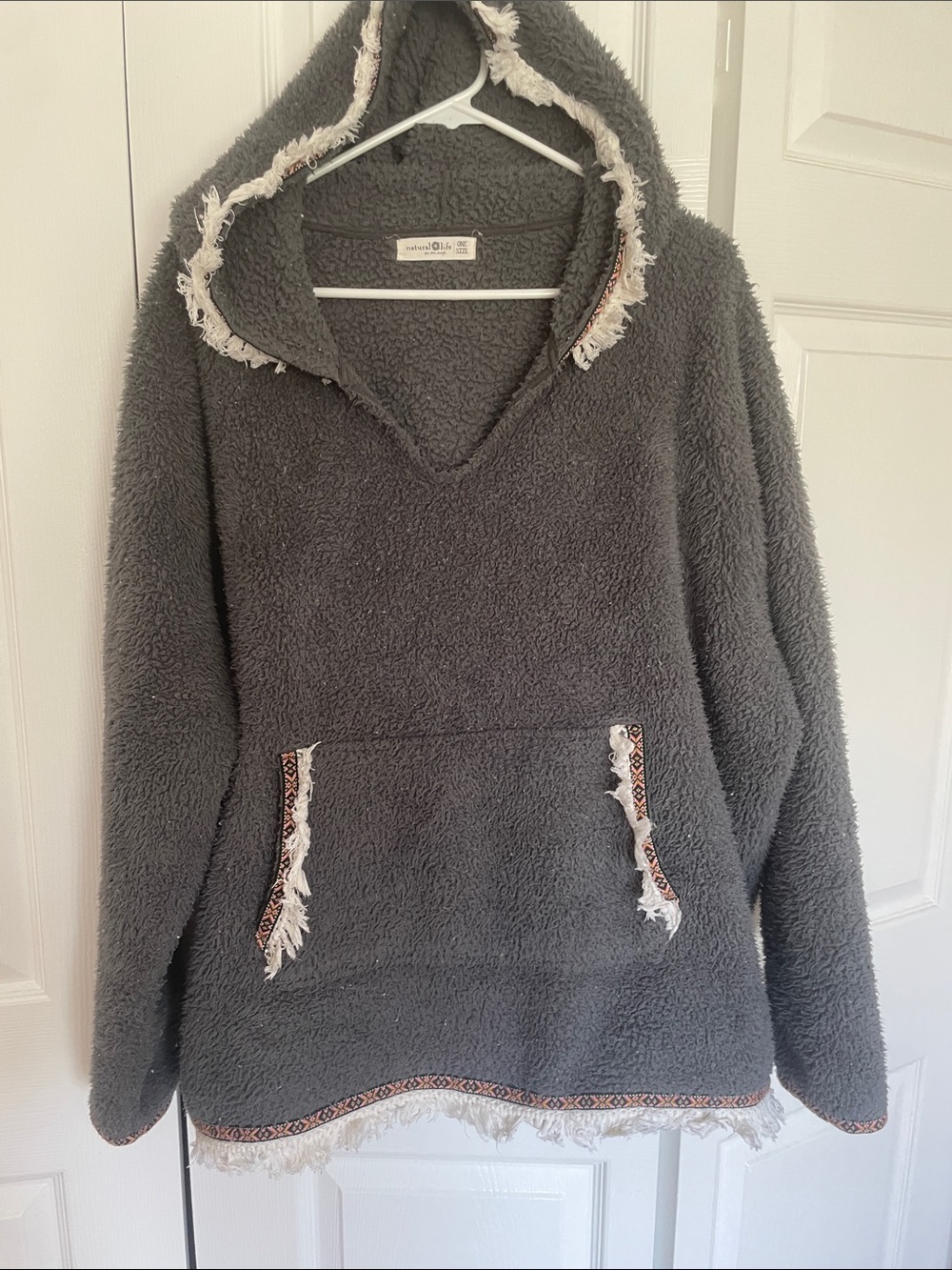 Natural Life grey cozy fleece pullover OS